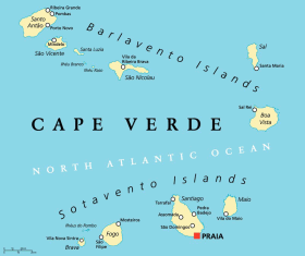 Cape Verde map with capital Praia