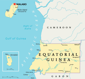 Equatorial Guinea map with capital Malabo