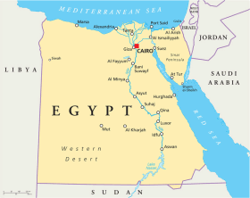 Egypt map with capital Cairo