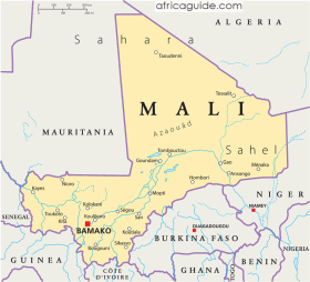 Mali map with capital Bamako