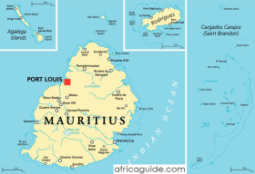 Mauritius map with capital Port Louis