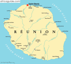 Reunion map with capital Saint-Denis