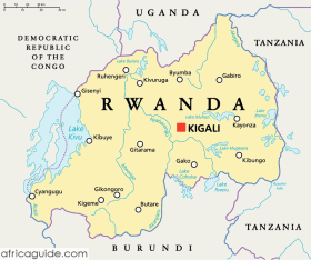 Rwanda map with capital Kigali