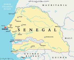 Senegal map with capital Dakar