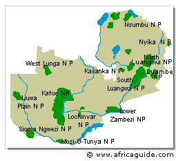 Zambia National Parks Map
