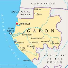 Gabon map with capital Libreville