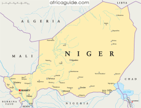 Niger map with capital Niamey
