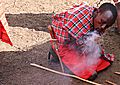 Masai making fire